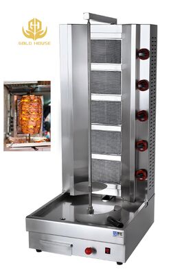Bom preço 5 queimadores Shawarma Grill GNL/GPL Grill de assar com poste de assar rotativo Auti on-line