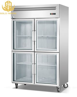 Dobra cena Komercyjna czterodrzwiowy lodówka ze stali nierdzewnej podwójne temperatury chłodzone powietrzem 680W w Internecie