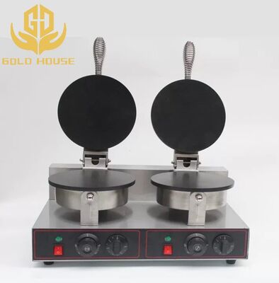 Stainless Steel 2 Plate Egg Roll Machine Electric Cone Machine