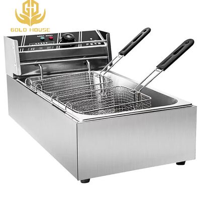 Harga bagus Piring baja tahan karat Countertop Single Pot Double Basket Electric Fryer Untuk Makanan ringan Goreng on line