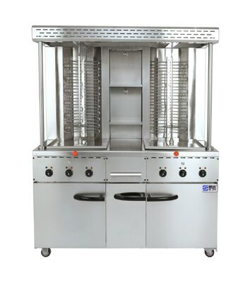 Καλή τιμή Εμπορική μηχανή double head shawarma με ντουλάπι ηλεκτρικό αέριο κατακόρυφο κρέας broiler για τουρκικό kebab Doner online